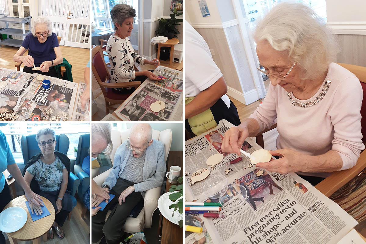 Woodstock Residential Care Home residents making cards and festive decorations