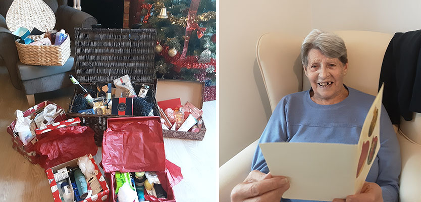 Festive hamper and cards at Woodstock Residential Care Home