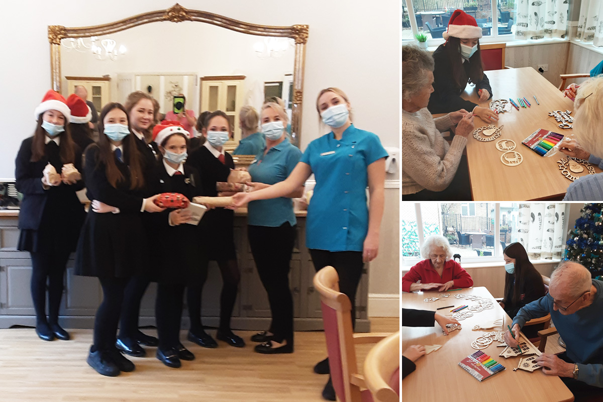 Oasis Academy students with staff and residents at Woodstock Residential Care Home
