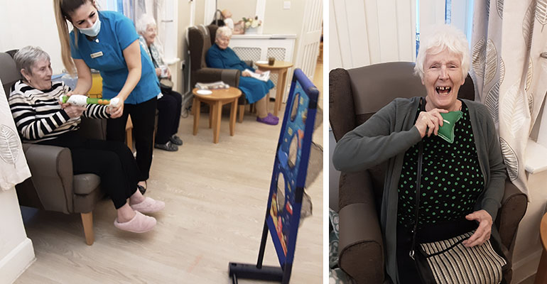 Woodstock Residential Care Home residents enjoying a new target game