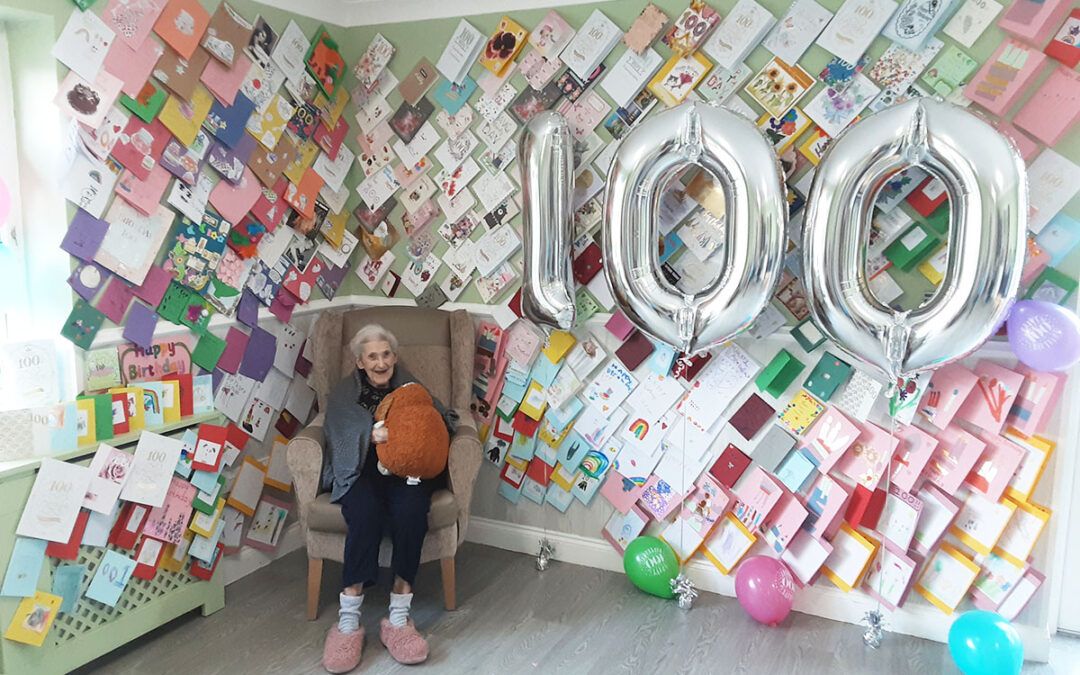 Daphne is showered with cards on her 100th birthday at Woodstock Residential Care Home