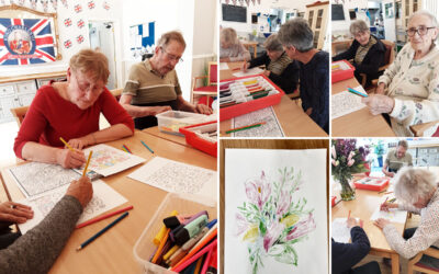 Colouring and still life drawing at Woodstock Residential Care Home