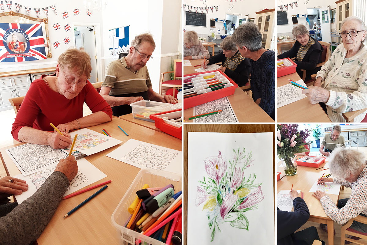 Colouring and still life drawing at Woodstock Residential Care Home
