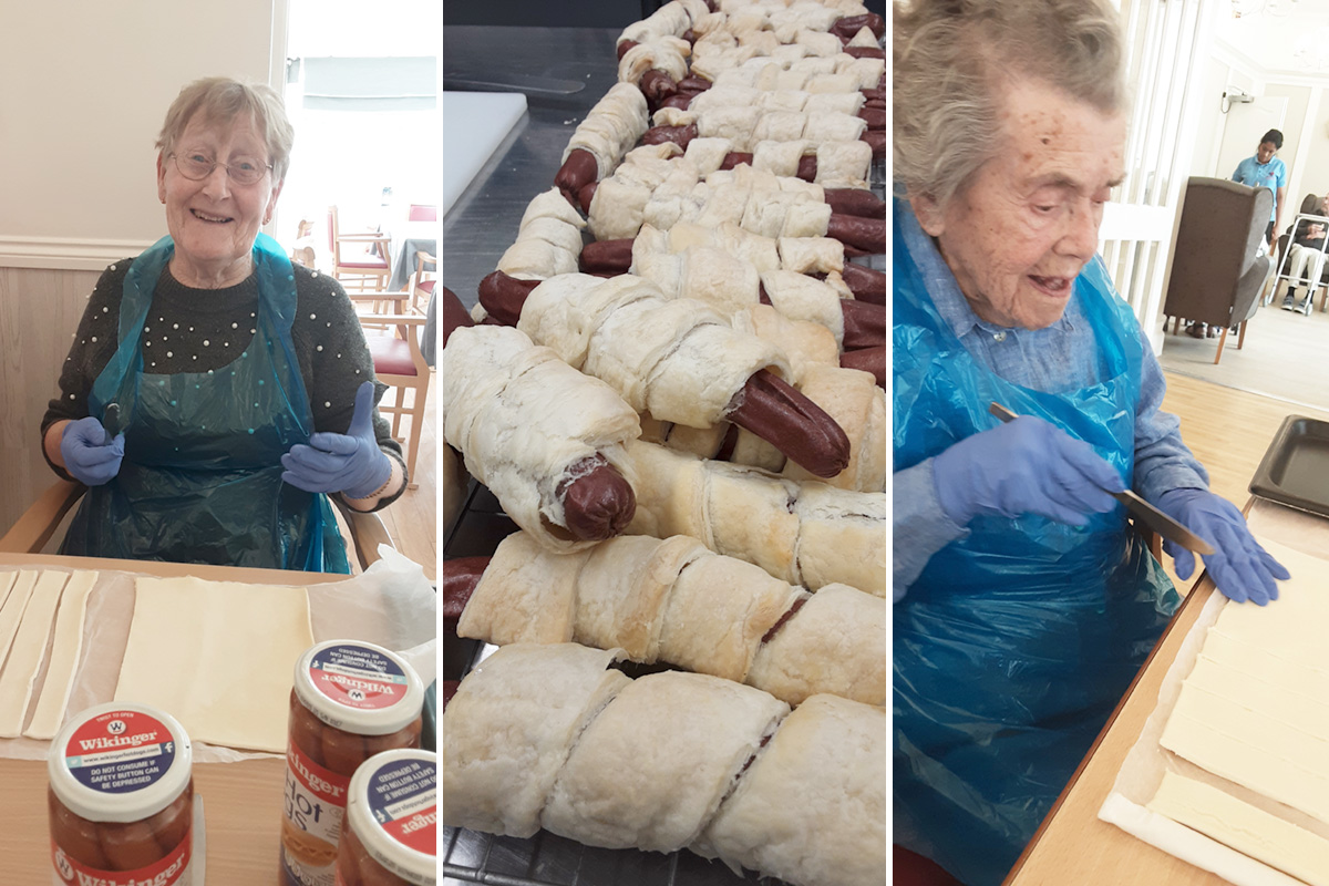 Making hot dog pastry rolls at Woodstock Residential Care Home