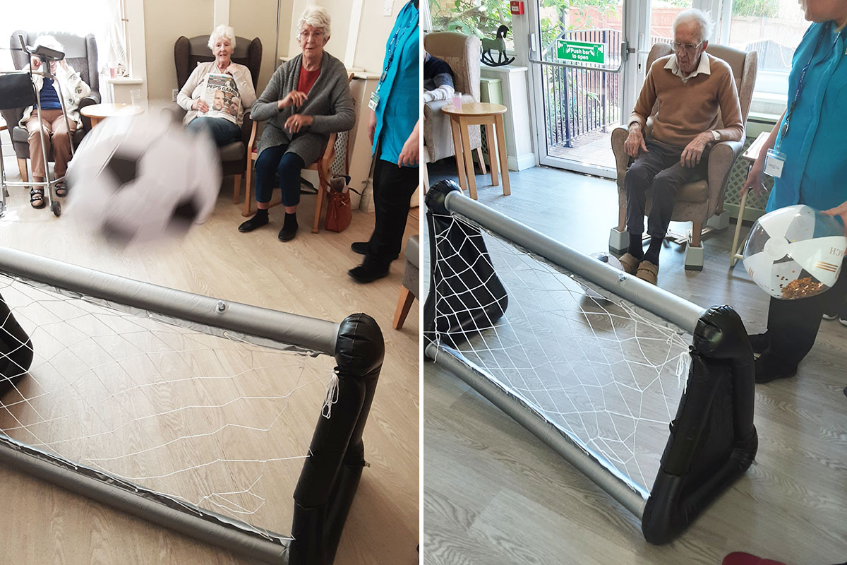 Woodstock Residential Care Home residents playing indoor football
