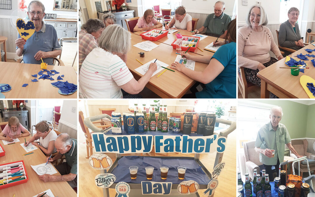 Fathers Day crafts and beer trolley at Woodstock Residential Care Home