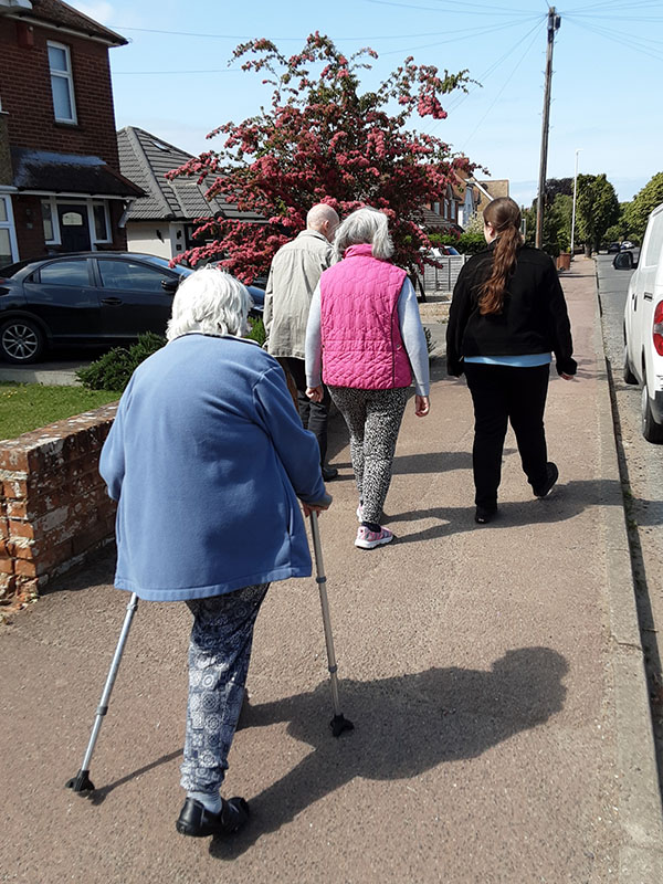 Woodstock Residential Care Home residents walking to the park
