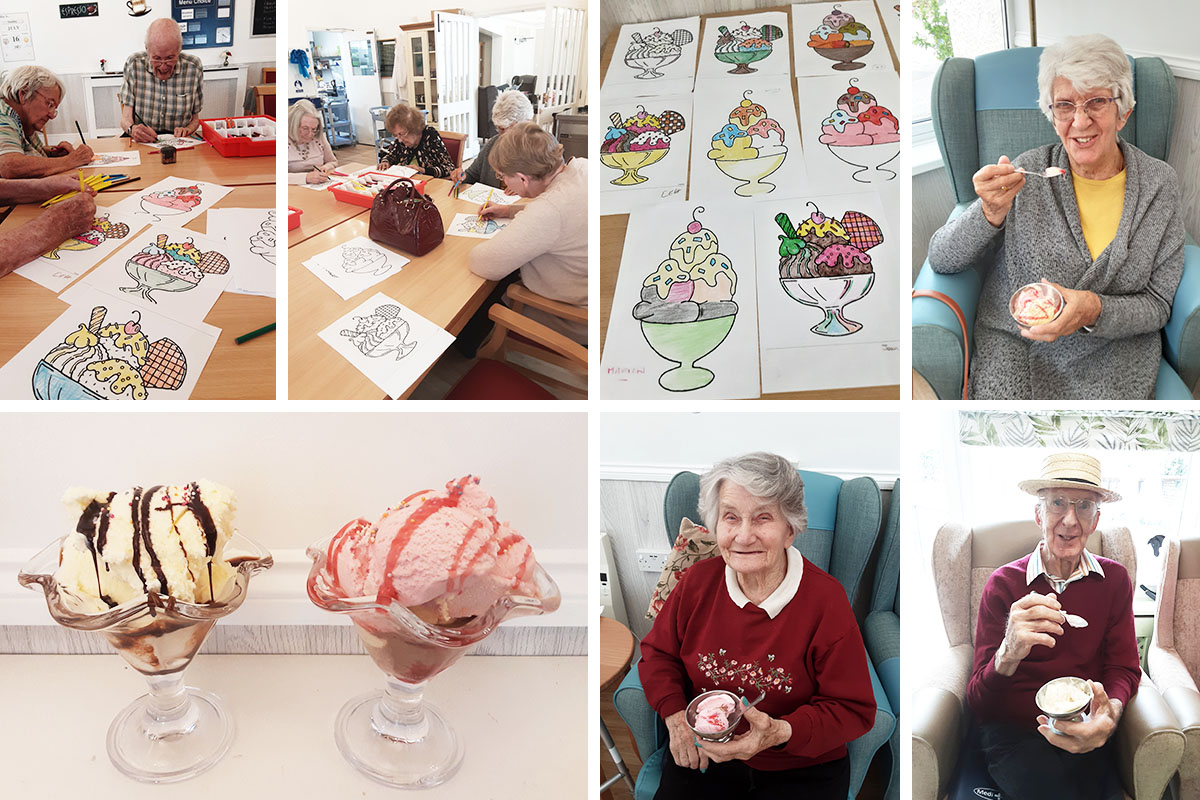 World Ice Cream Day colouring and sundae creations at Woodstock Residential Care Home 