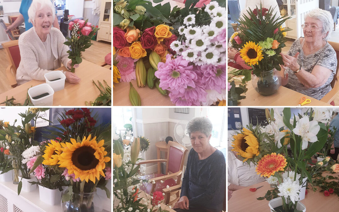 Flower arranging at Woodstock Residential Care Home