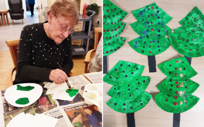 Woodstock Residential Care Home residents making Christmas tree decorations