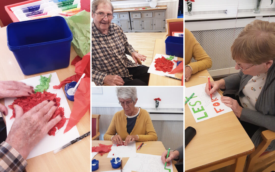 Remembrance crafts at Woodstock Residential Care Home