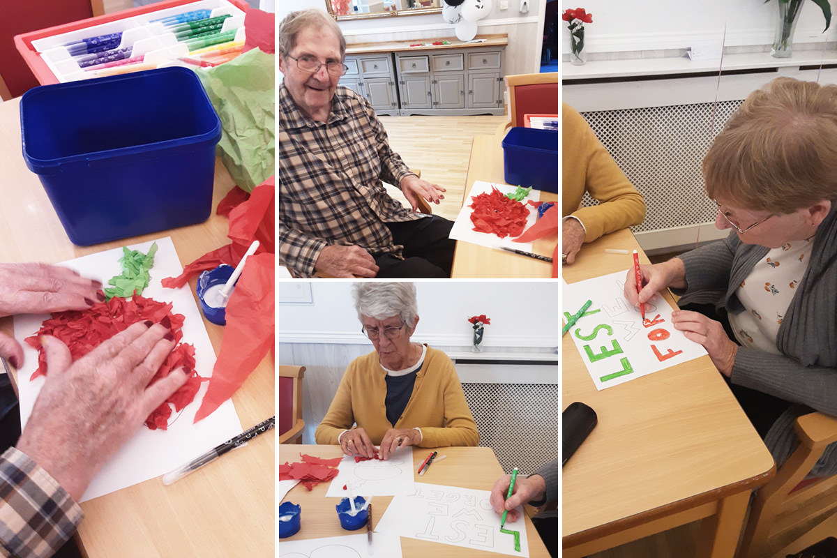 Remembrance crafts at Woodstock Residential Care Home