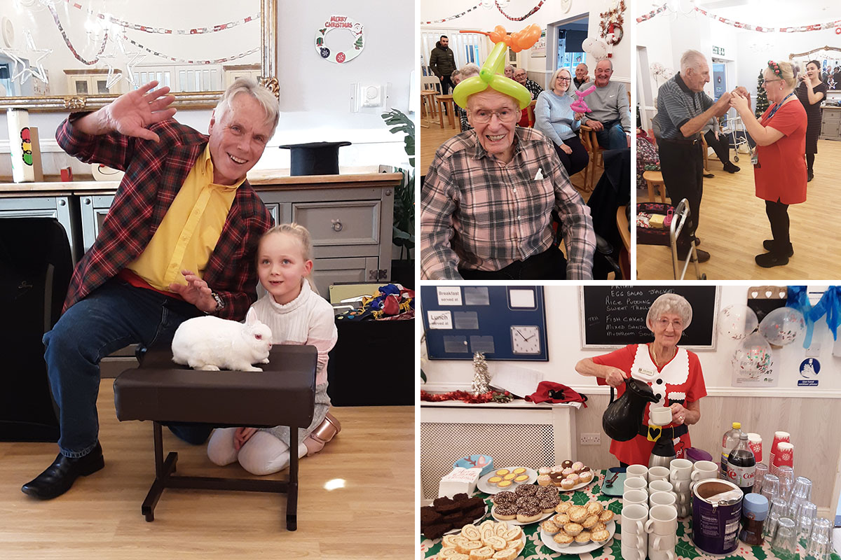 Woodstock Residential Care Home residents enjoying some Christmas fun and magic performance