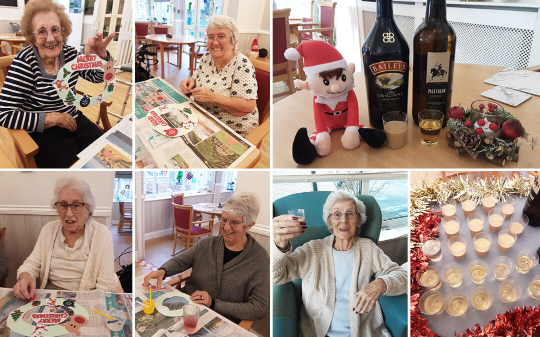 Christmas wreaths and a tipple trolley at Woodstock Residential Care Home