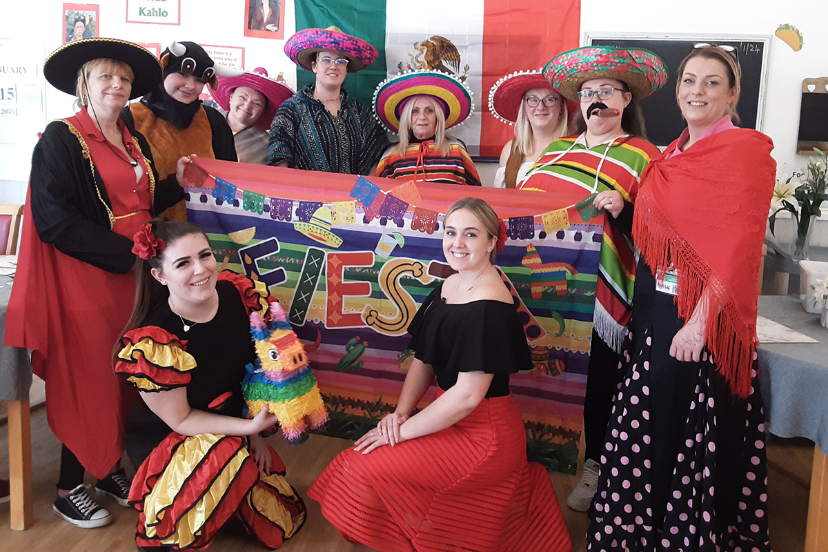 Woodstock Residential Care Home team dressed up in Mexican outfits