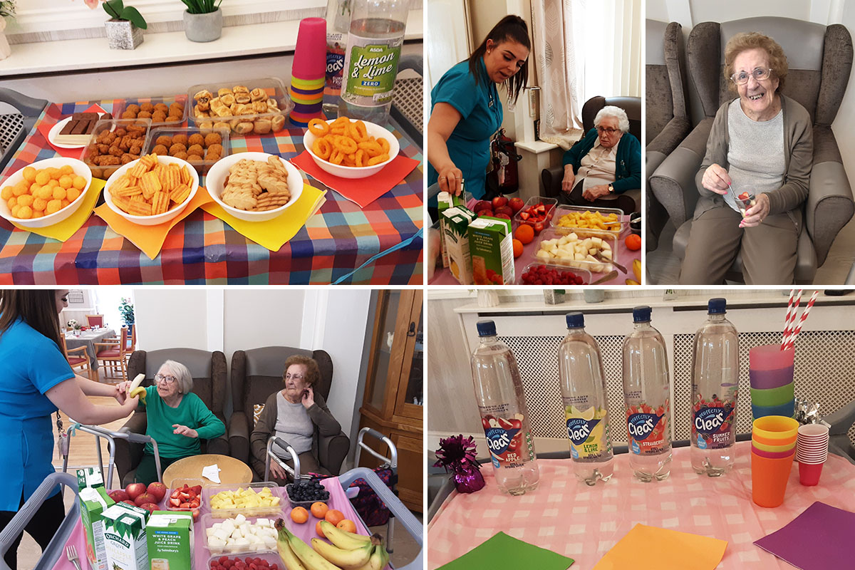 Nutrition and Hydration Week drinks and snacks at Woodstock Residential Care Home