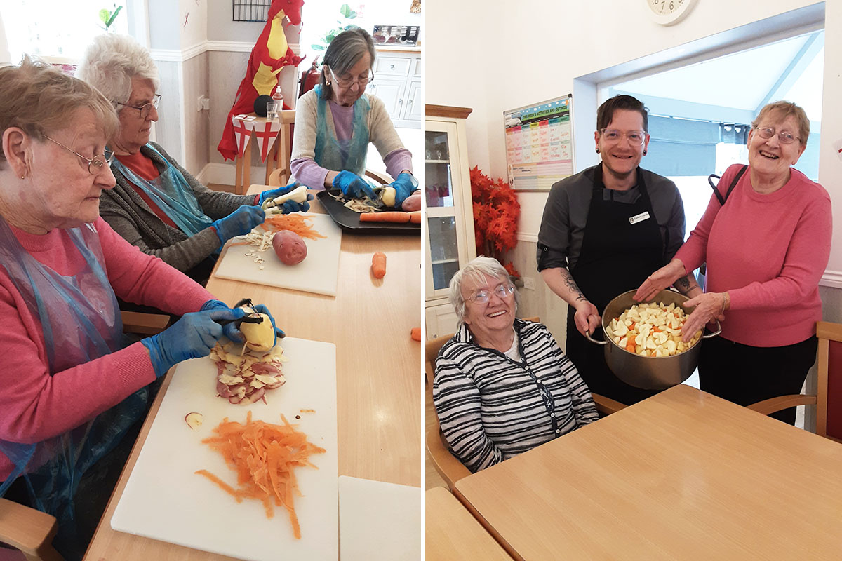 Cooking Club soup preparations at Woodstock Residential Care Home