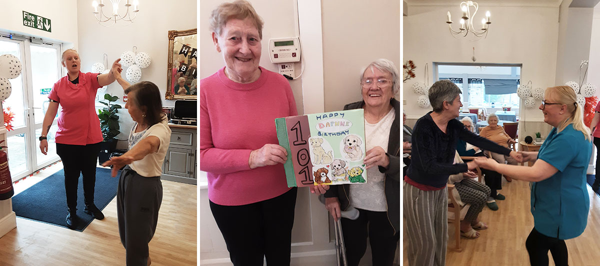 Celebrating Daphne's birthday at Woodstock Residential Care Home