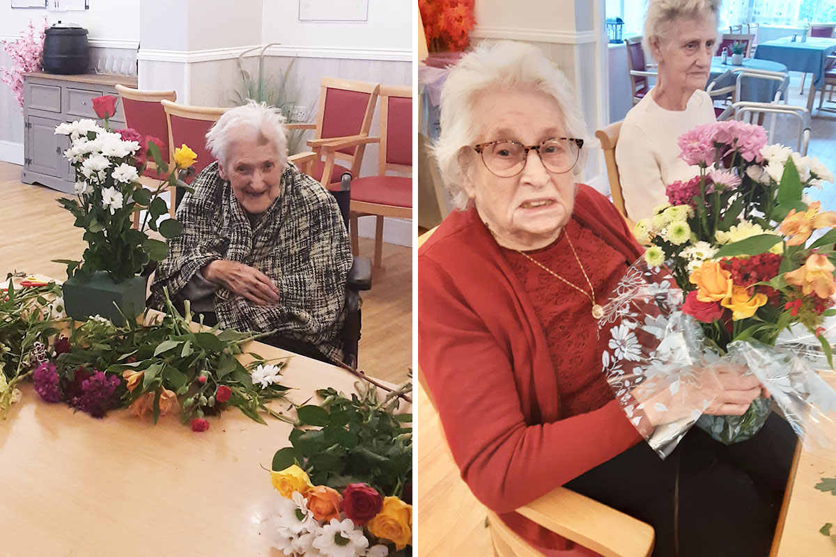 Making flower displays at Woodstock Residential Care Home