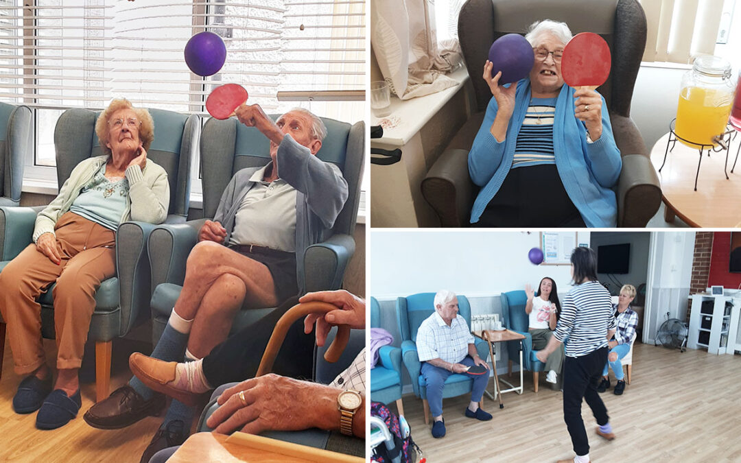 Woodstock Residential Care Home residents and families play balloon tennis