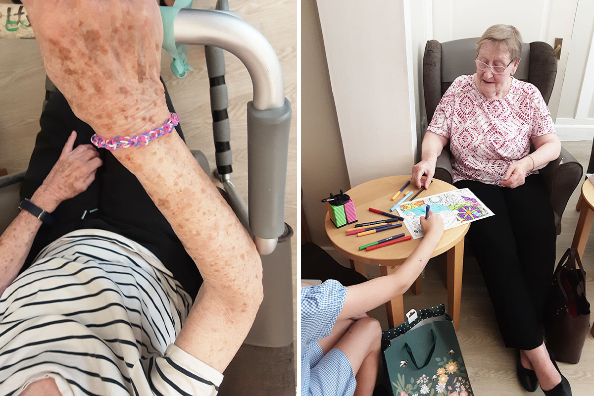 Woodstock Residential Care Home residents enjoying crafts and puzzles with Tunstall School students