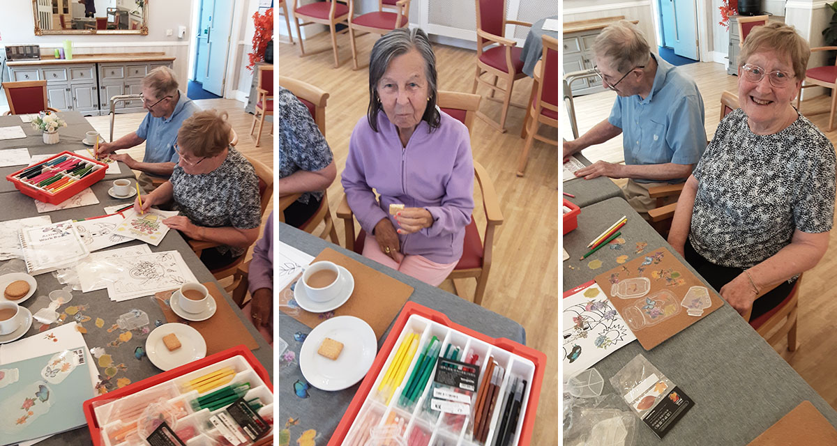 Colouring and crafts at Woodstock Residential Care Home